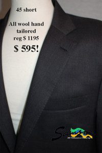 Mens Bespoke Grey Suit size 45 short, wool flannel, medium grey suit